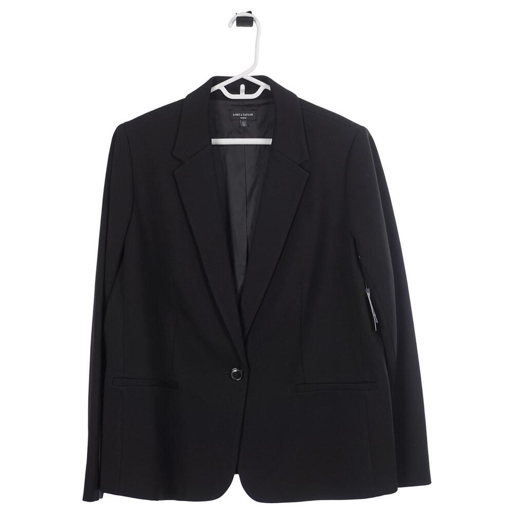 NWT LORD & TAYLOR Blazer 14W Black 1-Button Lined Pockets Business Office Jacket